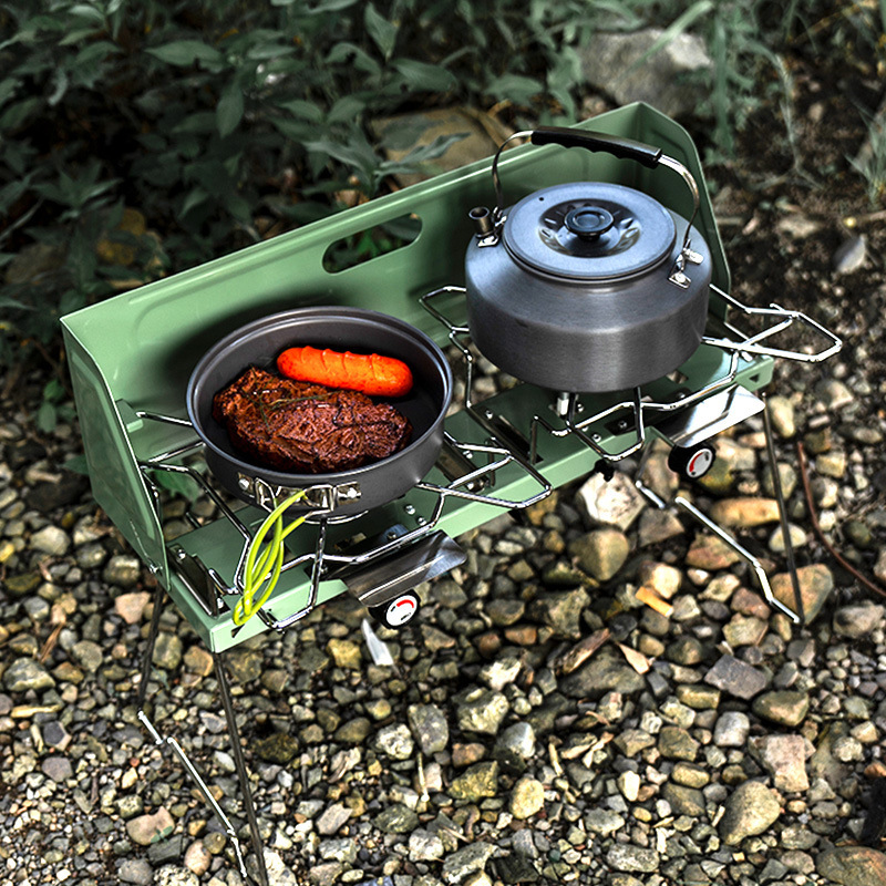 Camping Double Cooking Stove - Портативная газовая плита для улицы, разборная,