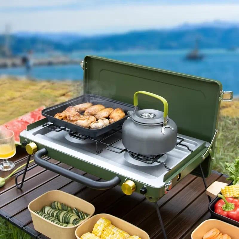 Camping Double Cooking Stove - Портативная складная газовая плита с двумя