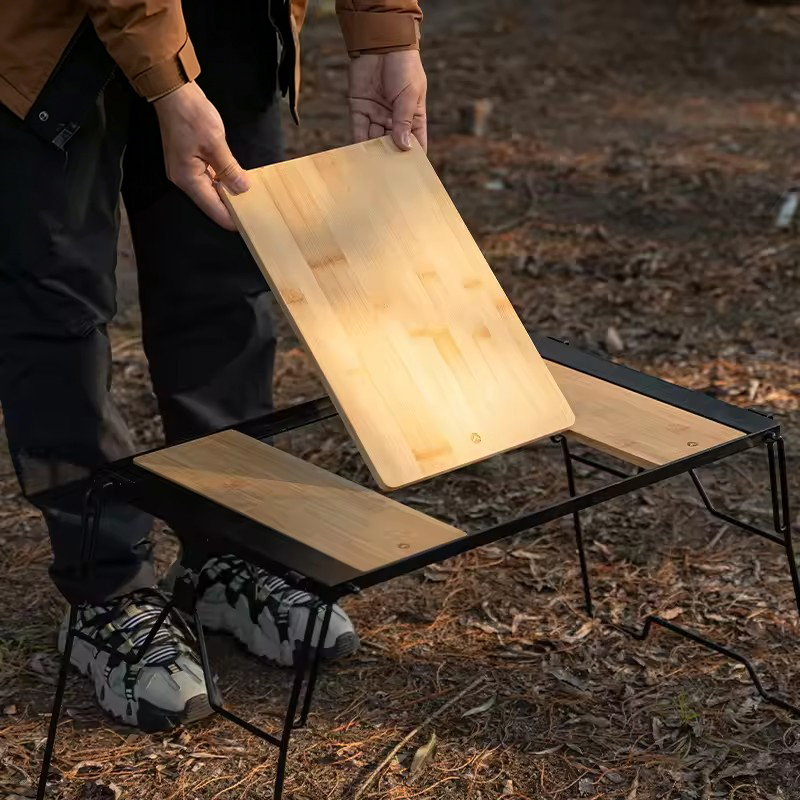 Camping Double Cooking Stove - Двусторонняя бамбуковая разделочная доска: легкая, складная,
