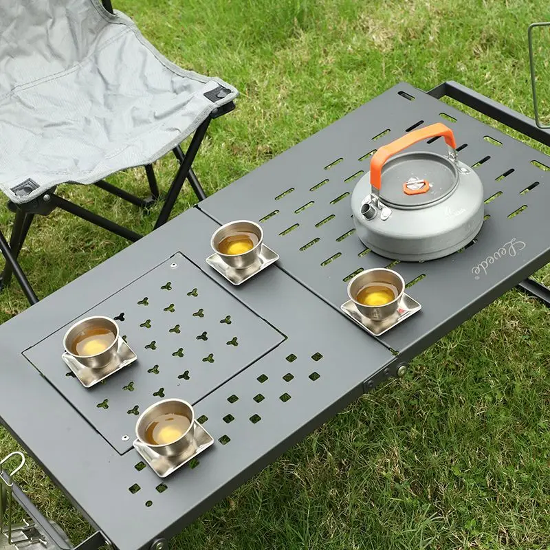 Camping Outdoor Cooking Table - Портативный складной железный сетчатый стол для