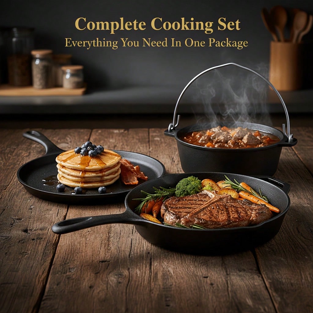 Набор чугунной посуды PACILACK – обзор и цена Camping Cooking Cast Iron