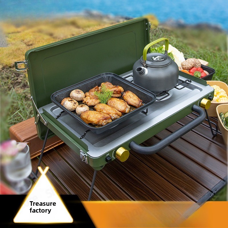 Портативная газовая плита с дв – обзор и цена Camping Double Cooking Stove