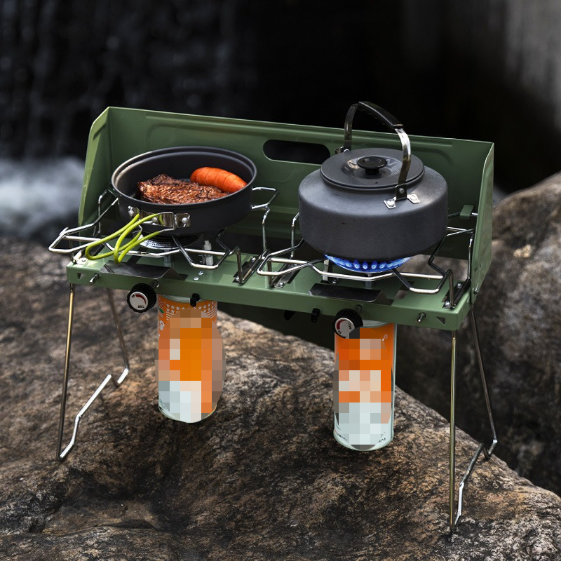Портативная газовая плита для  – обзор и цена Camping Double Cooking Stove