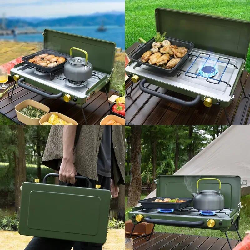 Портативная складная газовая п – обзор и цена Camping Double Cooking Stove