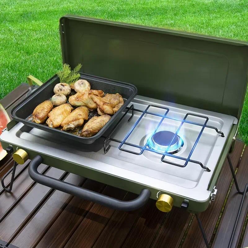 Портативная складная газовая п – обзор и цена Camping Double Cooking Stove