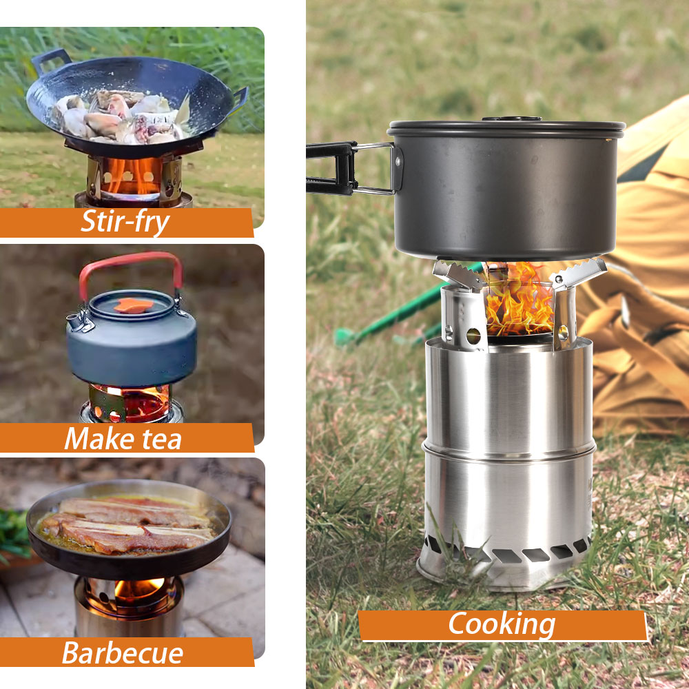 Портативная походная дровяная  – обзор и цена Camping Double Cooking Stove